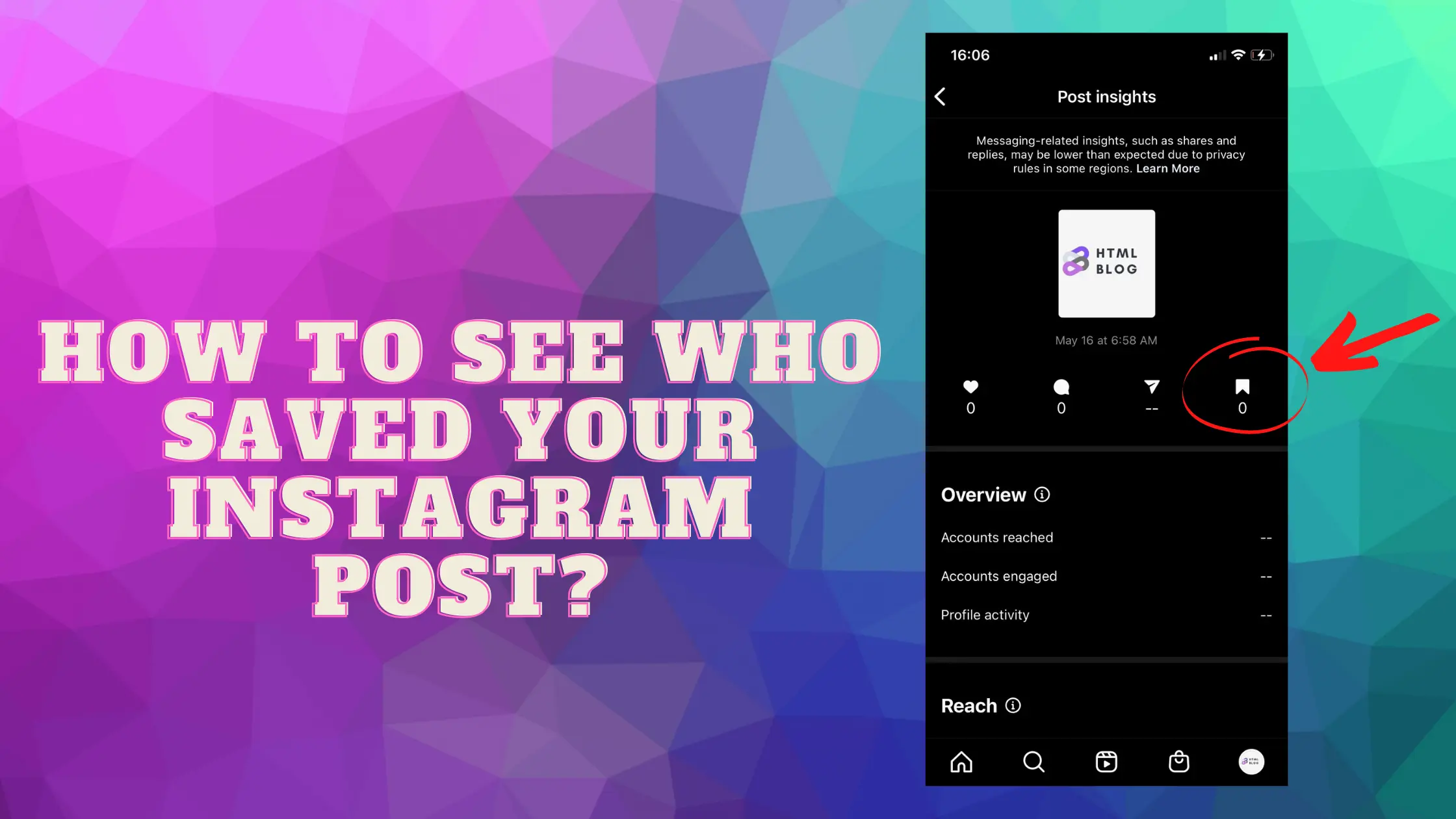 Instagram insights showing how many users saved your Instagram post